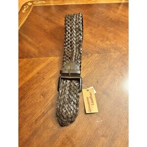 Newport News Wide Brown Woven Leather Belt 4” Wide Small/Medium Rn 114261